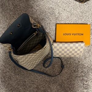 Louis Vuitton Beige and Navy Checkered Shoulder Bag